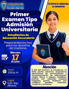 PRIMER EXAMEN TIPO ADMISIÓN UNIVERSITARIA