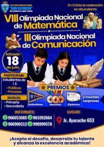 VIII OLIMPIADA NACIONAL DE MATEMÁTICA Y III OLIMPIADA NACIONAL DE COMUNICACIÓN